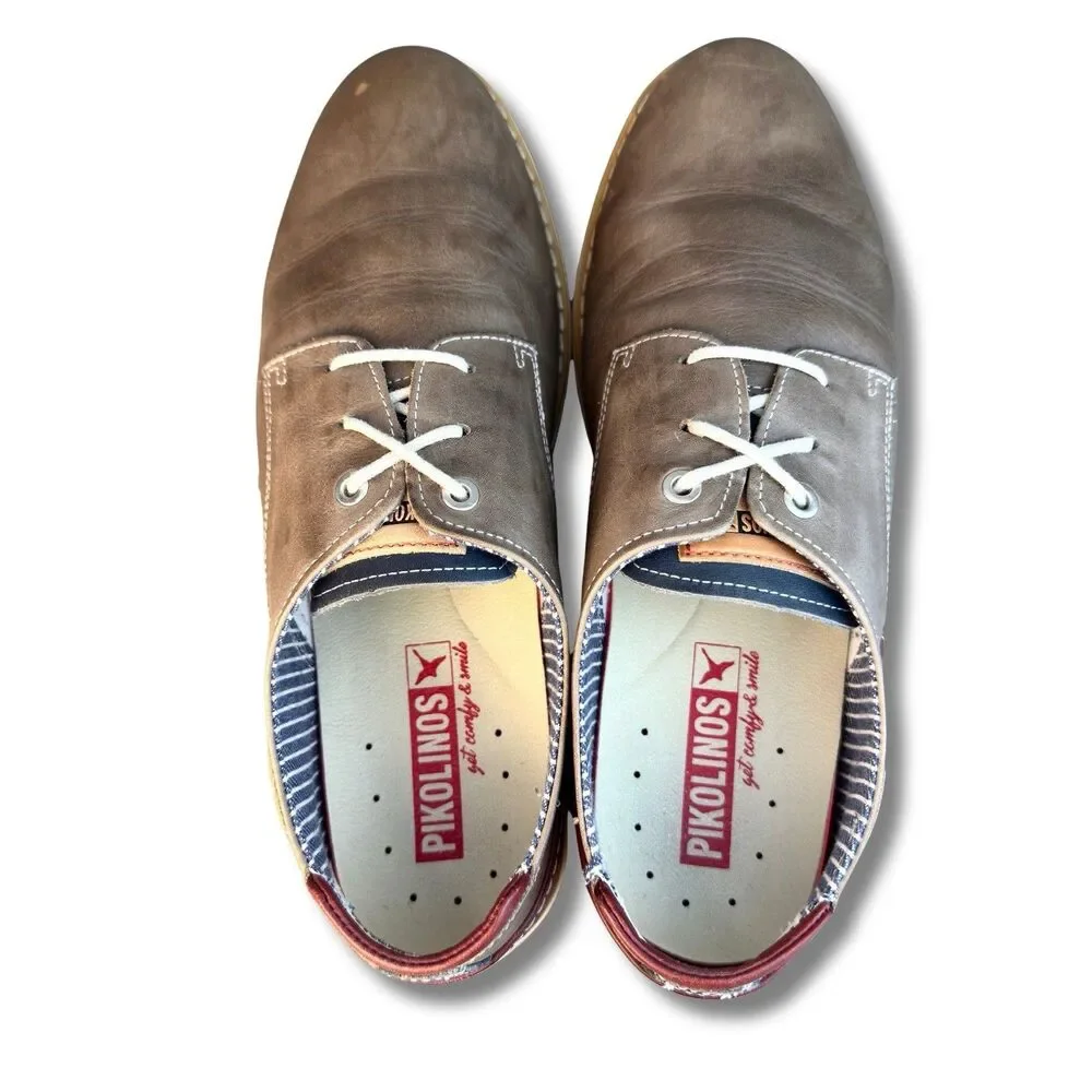 Pikolinos Jucar Men’s Leather Shoes EU 42 US 9 Gray Casual Oxford Comfort M4E